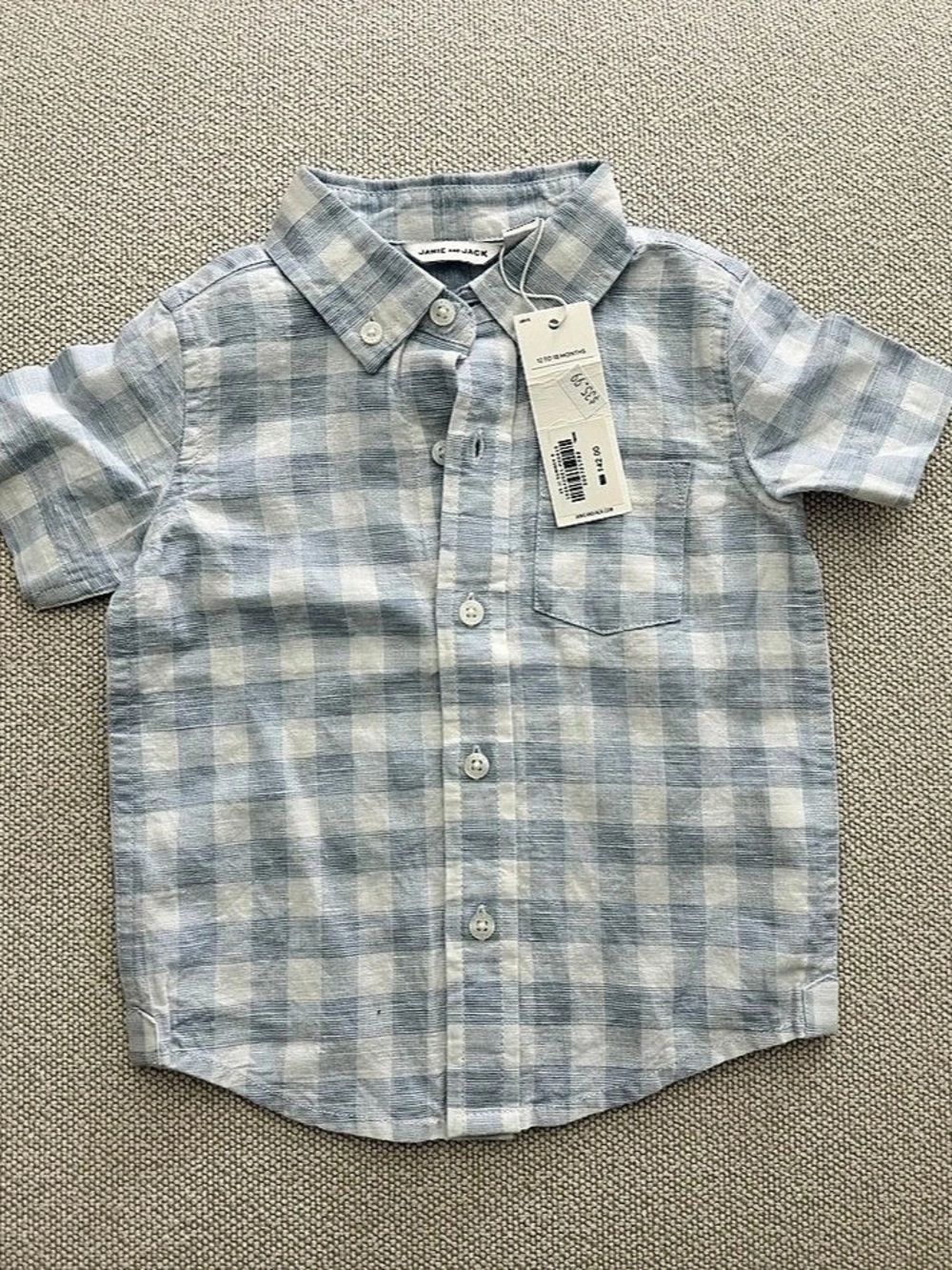 Janie and Jack Plaid Button Down Shirt Boys NWT